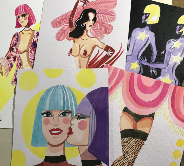 SERIE D'AQUARELLES POUR UNE EXPOSITION SUR LE THEME DU CRAZY HORSE (1)