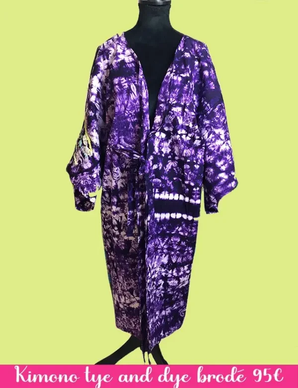Kimono tye and dye brodé