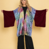 Kimono Geisha mousseline multicolore et manches velours GLITTER