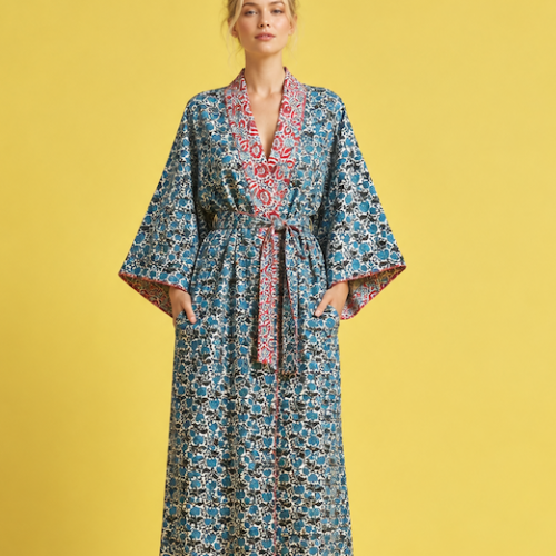 kimono-matellassé-reversible-imprimé-indien Kimono en coton matelassé JAIPUR REVERSIBLE