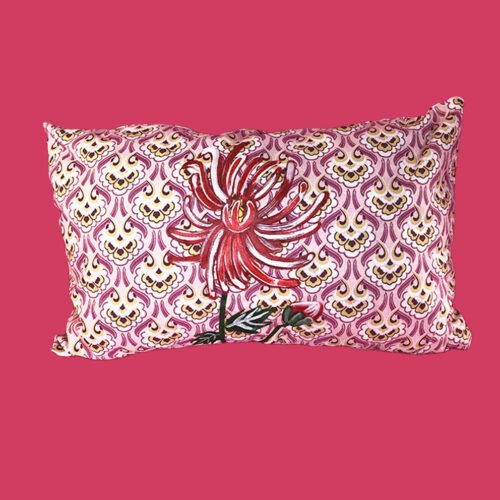 coussin-peint-main-FLEUR-Rouge Coussin peint à la main - Fleur Rouge