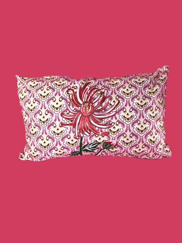 Coussin peint à la main - Fleur Rouge