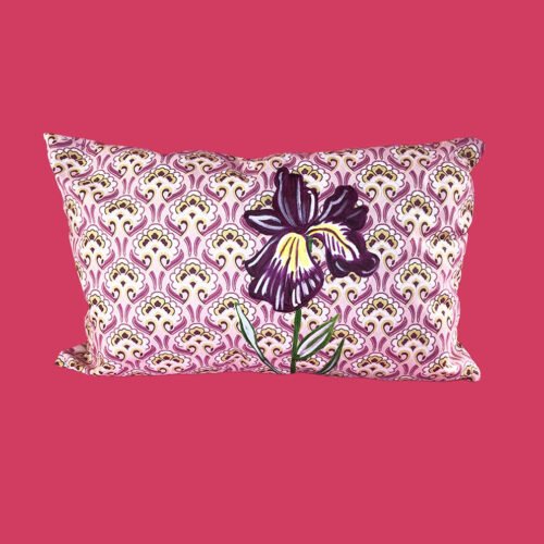 coussin-peint-main-GLAIUEL Coussin peint à la main - Glaieul