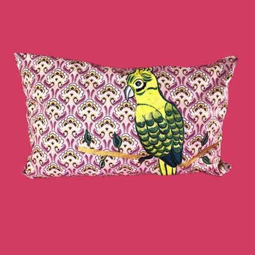 coussin-peint-main-perroquet-jaune Coussin peint à la main - Perroquet Jaune