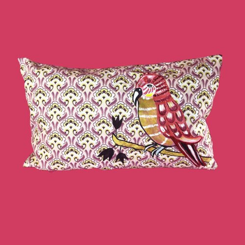 coussin-peint-main-perroquet-or Coussin peint à la main - Perroquet Doré
