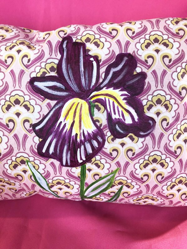 Coussin peint à la main - Glaieul