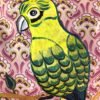 Coussin peint à la main - Perroquet Jaune
