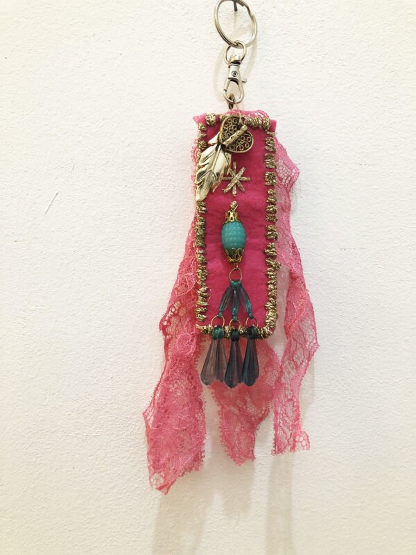 Gris-gris / Bijou de sac dentelle rose