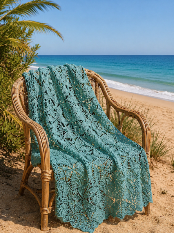 Couvre lit 1 personne au crochet teint à la main