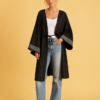 Kimono en coton damassé et galon argent Orage